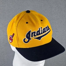 Rare Vintage Yellow Cleveland Indians Chief Wahoo Drew Pearson 90’s Snapback Hat