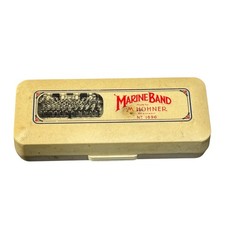 Hohner Marine Band 1896/20 C Diatonic Harmonica M189693 Silver Blues With Case
