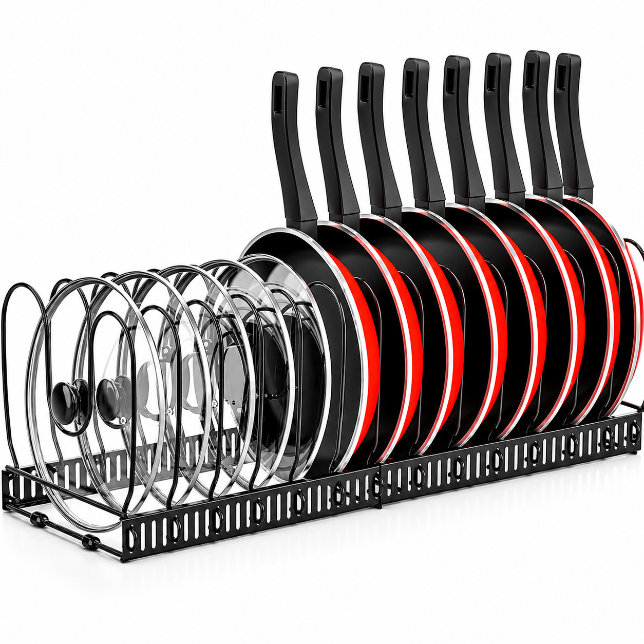 Expandable Pan & Lid Organizer Rack Adjustable Kitchen Cabinet Storage Holder