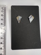 Genuine Australian Boulder Opal Split Face Stud Earrings; Milky White Natural