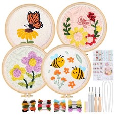 4 Sets Punch Needle Kits,Embroidery Punch Needle kit for Adults and Beginner,...