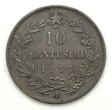 1893 Italy 10 Centesimi Umberto I - XF Details
