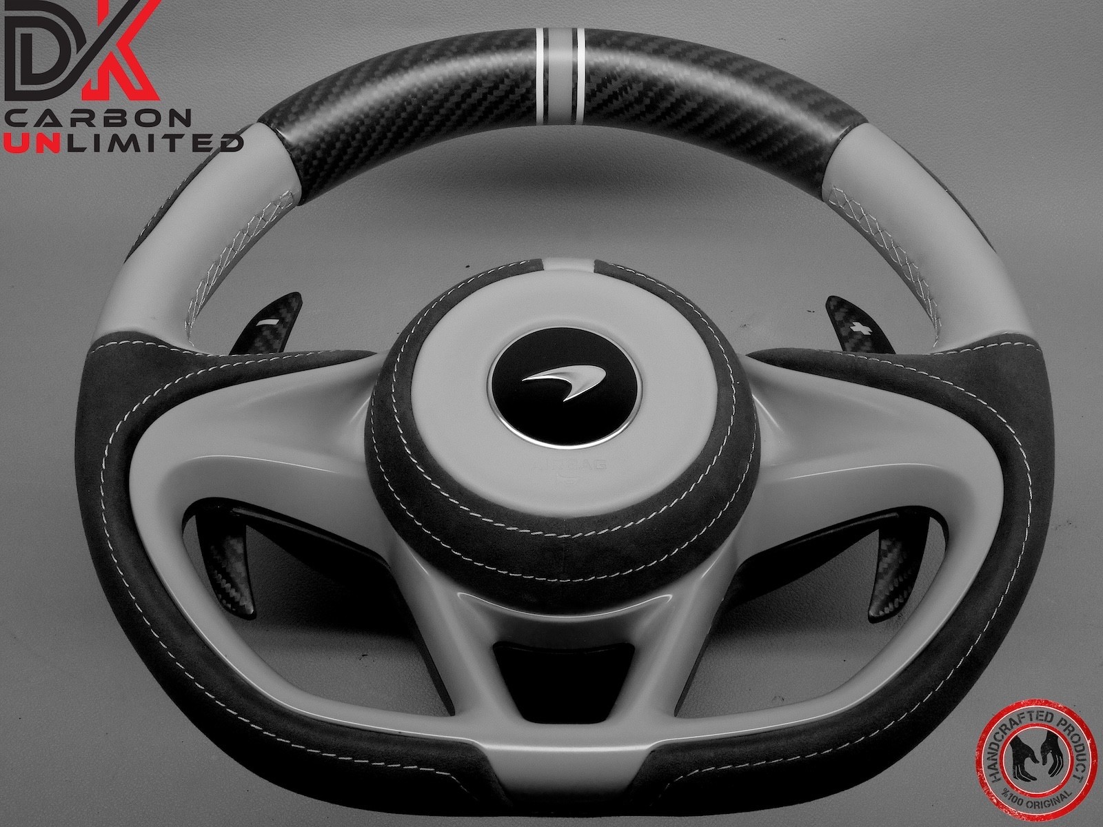 McLaren 750S 720S 765LT Alcantara Gray MSO Weave Matte Carbon Steering Wheel