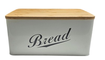 RoyalHouse Modern Metal Bread Box with Bamboo Lid Storage Modern Farmhouse 