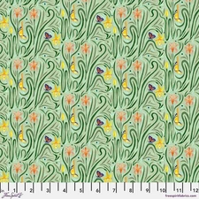Daylily Dance, Green - Adam Trest, Quilt Fabric 100% Cotton By The Yard