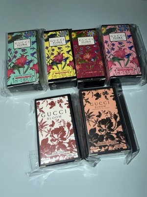 Gucci Flora + Gucci Bloom Mini Perfume Bottle Lot 6pc with Boxes