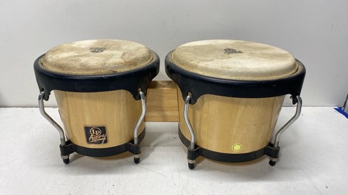 LP Aspire Bongos Natural Wood Metal Hardware Used Head 15in Musical