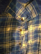 Cat Jack Blue Plaid Flannel Shirt S 6-7 Button Down Long Sleeve With Collar