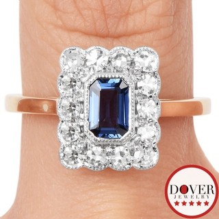 Nachlass Diamant Saphir 18K Bicolor Gold Smaragd Verlobungsring NR