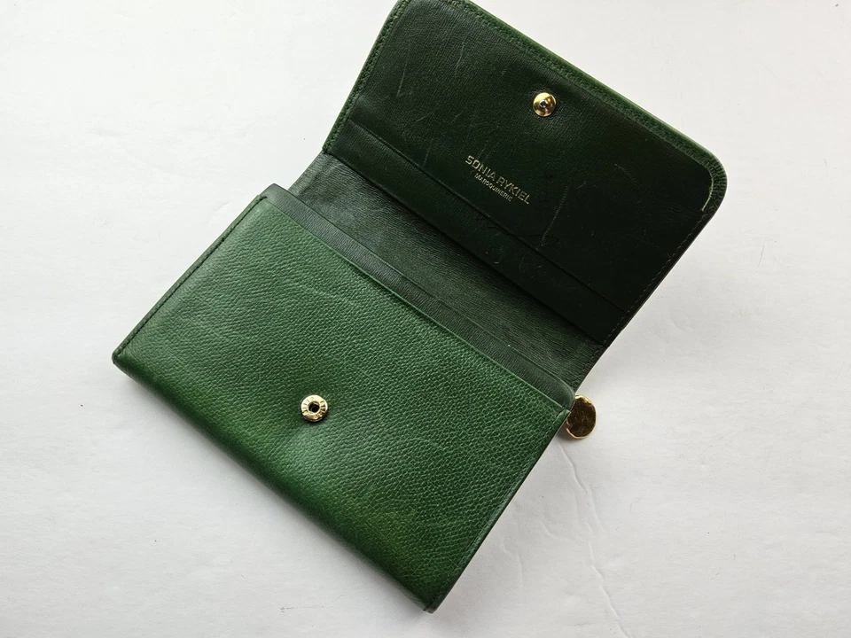 Cartera plegable a presión de cuero verde Sonia Rykiel Foto 4 de 4