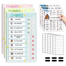 Magnetic Dry Erase Kids Chore Chart - Colorful Routine Planner with Stickers for