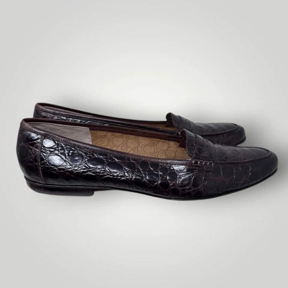 Mocasines Salvatore Ferragmo de colección 9,5 AA para mujer de cuero en relieve de cocodrilo Foto 2 de 4