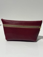 Portland Leather Goods Cosmetic Toiletry Makeup Bag - Maroon Pebbled Leather