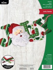 Bucilla Felt Applique Wall Hanging Kit, Jolly Santa, Perfect for Holiday DIY Art