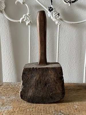 Antique Wooden Mallet Tool Primitive Handcrafted Carpenter Joiner Hammer Maul