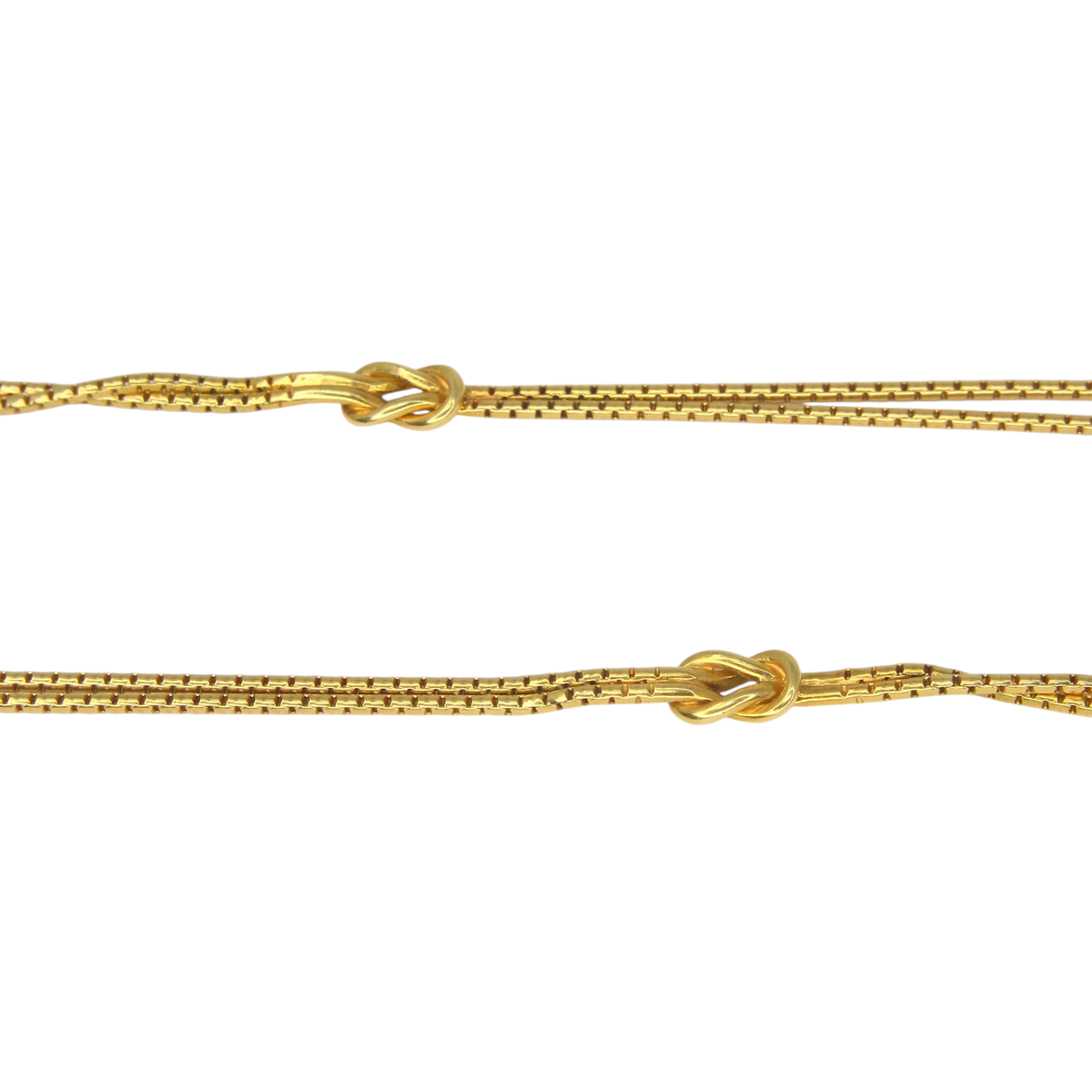 GUCCI Knot Double Chain Necklace 18K Yellow Gold 32