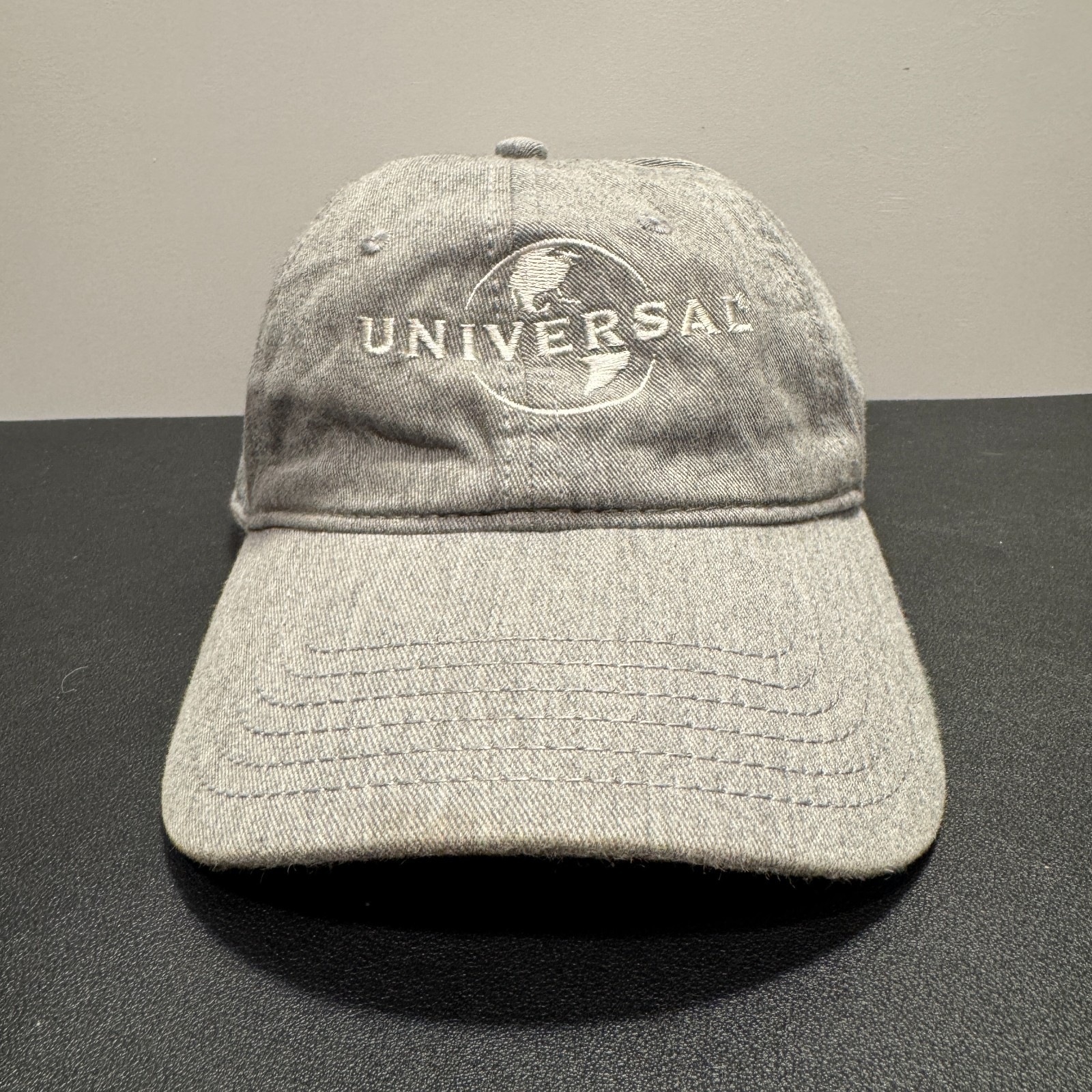 Vintage Universal Studios Hat Cap Gray Logo Spellout Embrodery Employee Dad