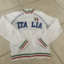 Kids ITALIA White Jersey Jacket W Zipper Size XS Unisex