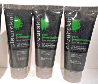 x3 - AVON - Clearskin Pore Penetrating Black Mineral Mask - 2.5 oz. - Sealed lot