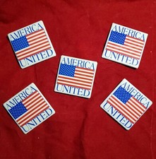 5 Flag Pin LOT * AMERICA UNITED * Made In The USA * Lapel Pin * JULY 4th! *