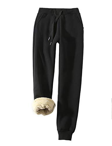 Women's Warm Sherpa Lined Athletic Sweatpants Jogger Fleece Pants X-Small Black - Picture 2 of 8