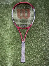 WILSON Titanium Fusion Double Beam Tennis Racket, RED Grip 4 3/8