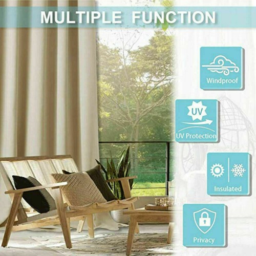 Outdoor Patio Curtains Waterproof Grommet Porch Decor Thermal Insulated Curtain - Picture 11 of 23