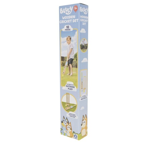 NEW Bluey Wooden Cricket Set Kids Gift Outdoor Activity Fun Active Play Ages 3+ - Picture 1 of 3
