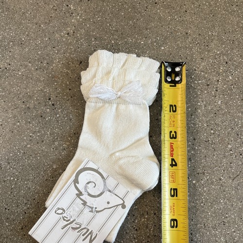 Nucleo white ruffle anklet socks girls 28/30 made in Italy NWT - Picture 7 of 8