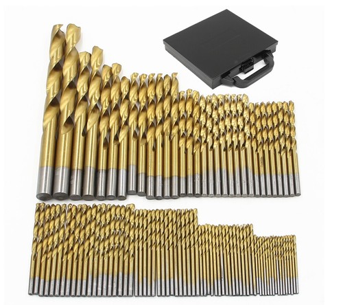 99 Piece High Speed Titanium Coated Twist Drill bits Set Carry Case Box ...