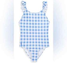 Polo Ralph Lauren kids Gingham Swimsuit Girl's Ruffled White Sizes 4,6,7,10,12