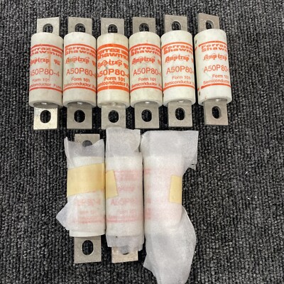 (9) Ferraz Shawmut Amp-Trap A50P80-4 Fuse Form 101 Semiconductor 80A 500Vac