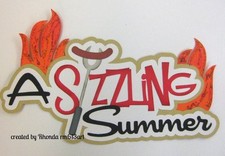 Summer BBQ Title boy girl paper piecing premade scrapbook page Rhonda