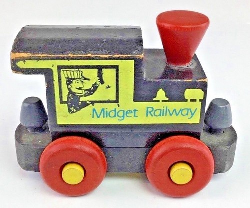 Montgomery Schoolhouse Vintage Midget Railway 6 auto treno in legno set fatto a mano in ottime condizioni - Foto 2 di 9