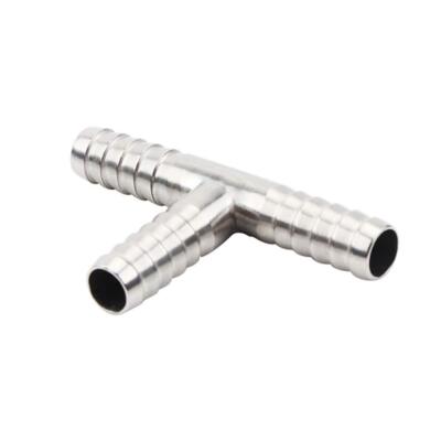 Stainless Steel 3/8'' Hose Barb 3 Way Tee T Shape Barbed Co2 Splitter Fitting