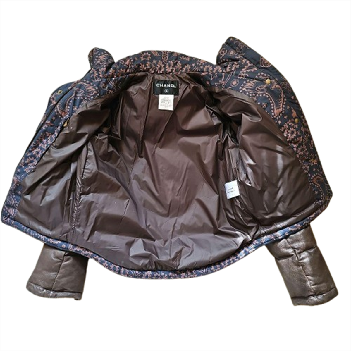 Chanel Down Jacket 2014 Paris Dallas Collection Brown x Navy Chanel Down Jacket 2014 Paris Dallas Collection Brown x Navy