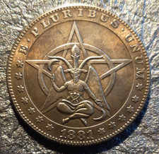 Baphomet  Seated Pentacle  Occult  Coin  Dollar Token  Nice Details  Witchcraft