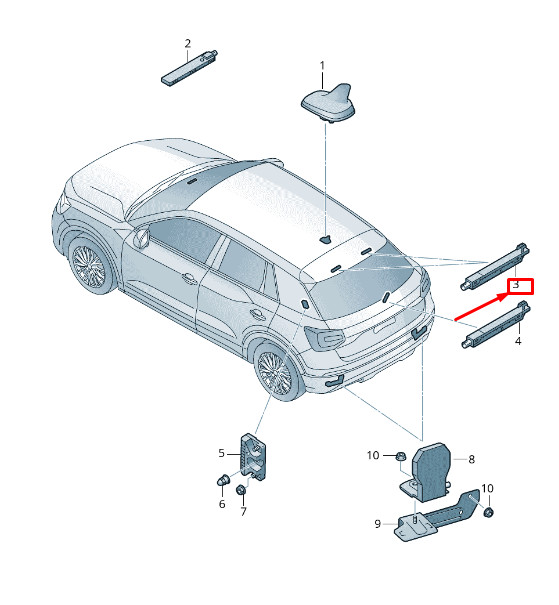 Amplificateur d'antenne supérieur gauche pour Audi Q2 GA 81A035225C