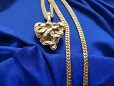 14K Solid Gold Gold Nugget Curb Link Necklace 18" L  SALE SAVE 1500  #1910