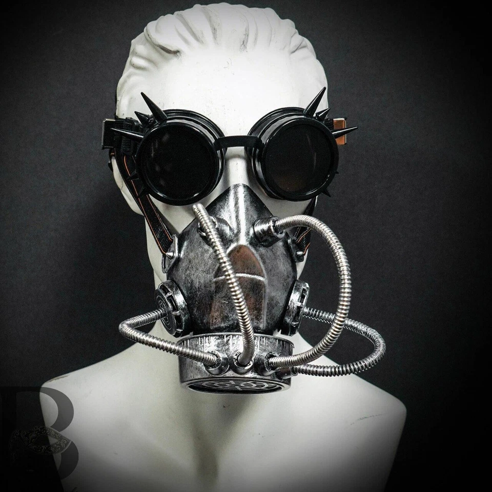 Steampunk Mad Max Masquerade Mask Goggles Cosplay Costume Molecular Chrome Props - Image 3 of 3