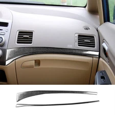 2xCarbon Fiber C噢pilot Dashboard Interior Trim For Honda Civic 8th Gen 2006-2011