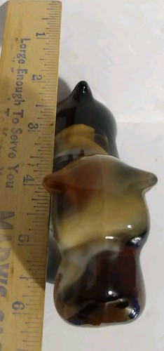 VINTAGE RARITÄT IMPERIAL KARAMELL & SCHOKOLADE GLÄNZENDES SCHLACKE GLAS AIREDALE HUND STATUE 6" - Bild 7 von 11