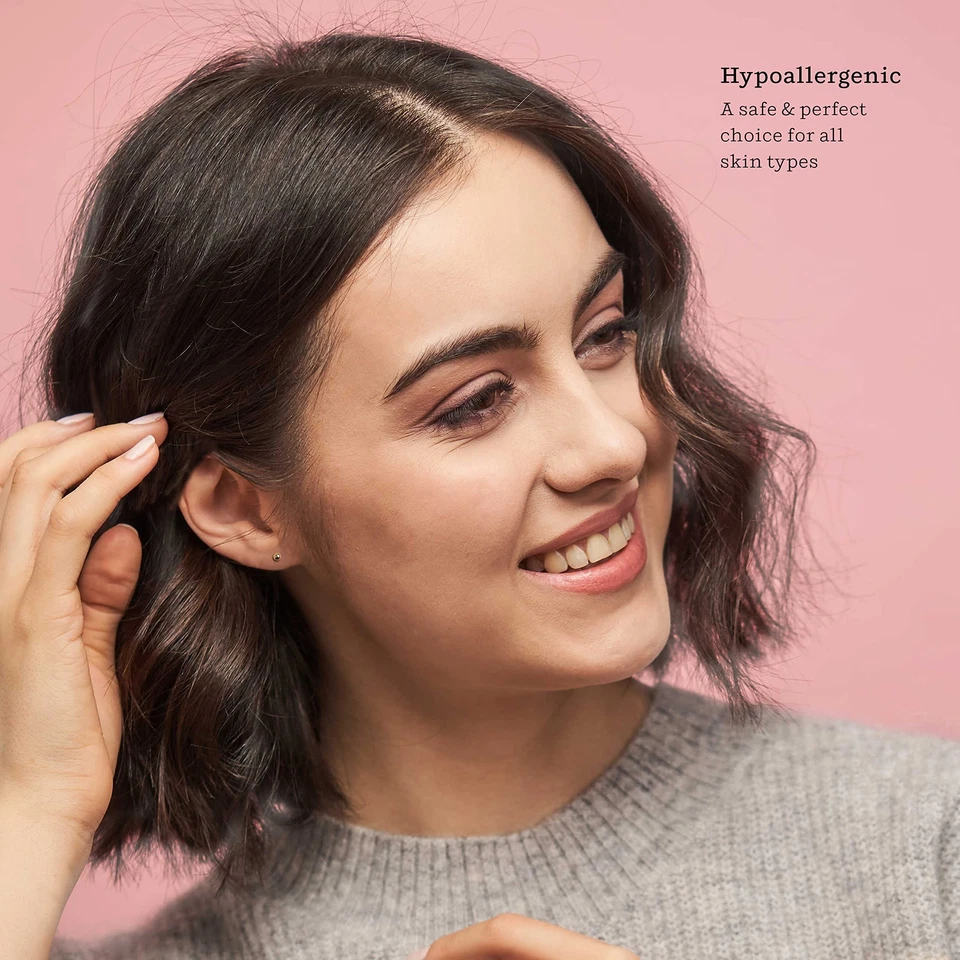 Aretes de bola de oro amarillo de 14k de plata de ley para mujer - hipoalergénicos... Foto 2 de 4