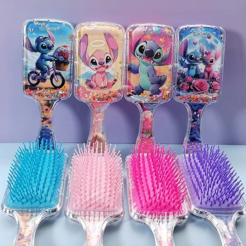 1pc Disney Lilo Stitch Massage Brush Kawaii Anime Shiny Glitter Shake Hair Comb - Picture 3 of 14