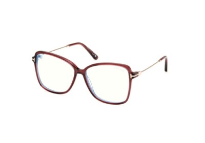 TOM FORD TF5953-B 069 Shiny Bordeaux Blue Block Demo Lens 55  display picture 1