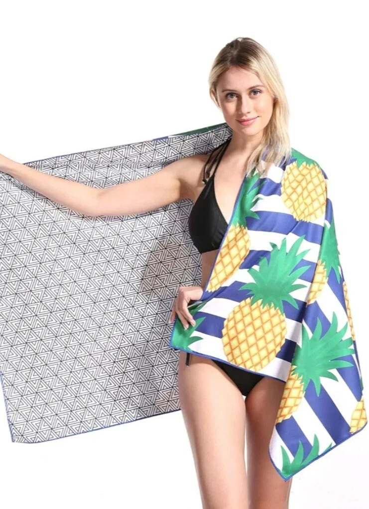New Genovega Microfiber Pool Sand Proof Beach Towel Quick Dry Blue Pineapple