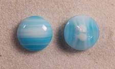 Button Set Satin Glass Blue White Round Candy Stripe 1/2 12mm 20L Czechia