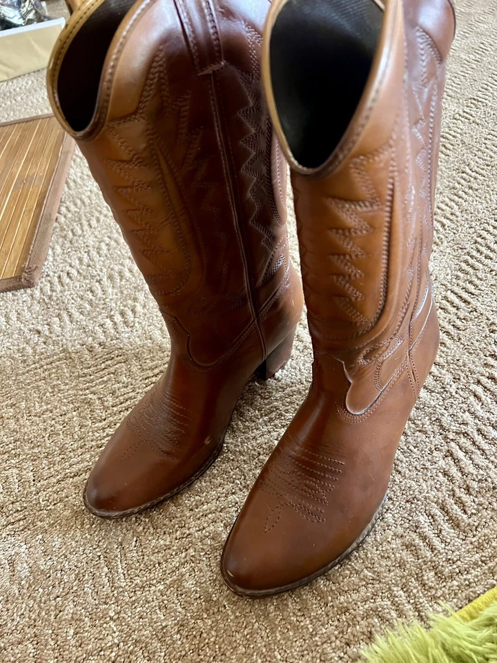 Botas de Vaquero Marrón Impermeables De Colección Talla 8 Hechas en EE. UU. Por Construcción Moldeada Foto 4 de 4