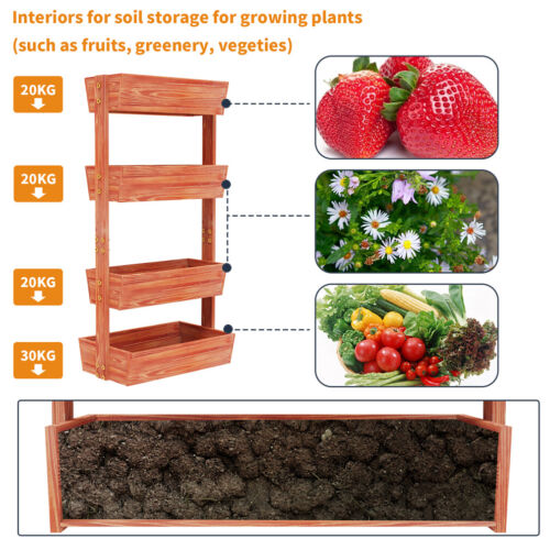 Vertical Garden Planter 4 Tier Planter Box for Outdoor Flowers Vegetable Herbs - Picture 15 of 16