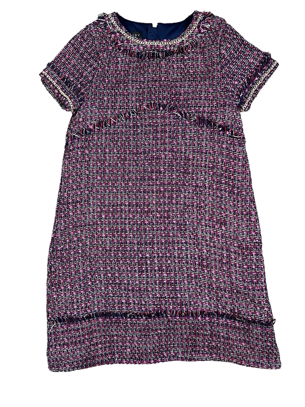 Laundry Shelli Segal Youth Girls Tweed Short Sleeves Chain Detail Dress Size 16
